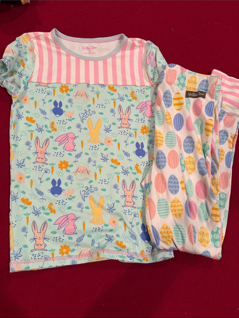 Matilda Jane Girls' Mint Bunny & Pastel Egg Kids Pajama Set